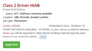Hiab Driver Salaries and Compensation in the UK